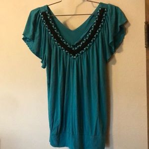V-neck teal Blouse